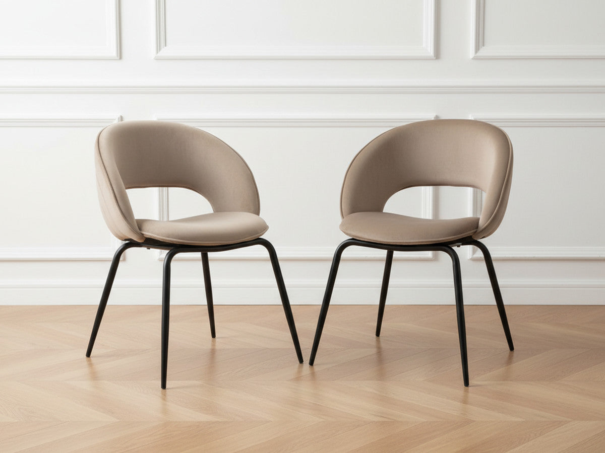 Set van 2 DOMI fluwelen stoffen stoelen
