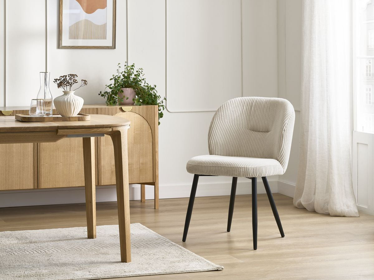 Lot de 2 chaises FIONA velours côtelé beige