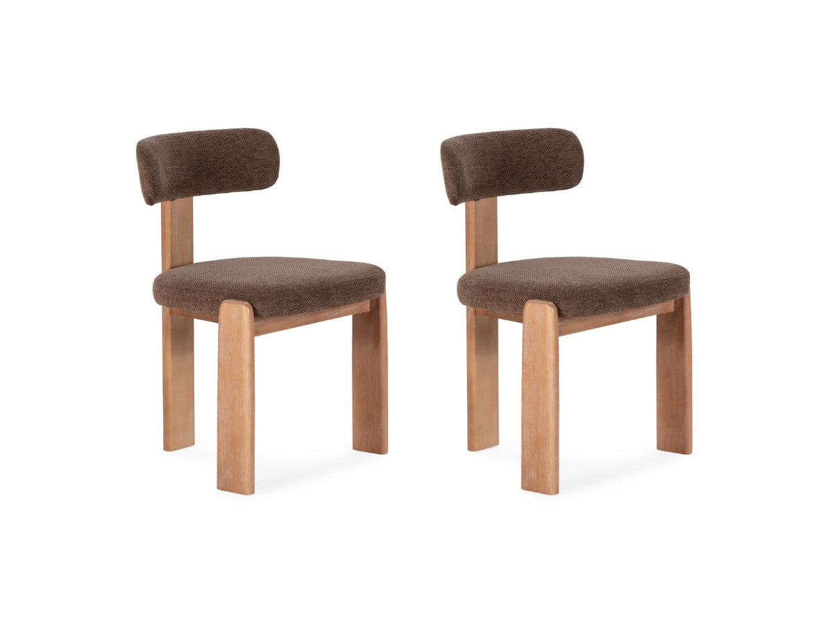 Set van 2 TANYA stoelen in massief eikenhout en structuurstof