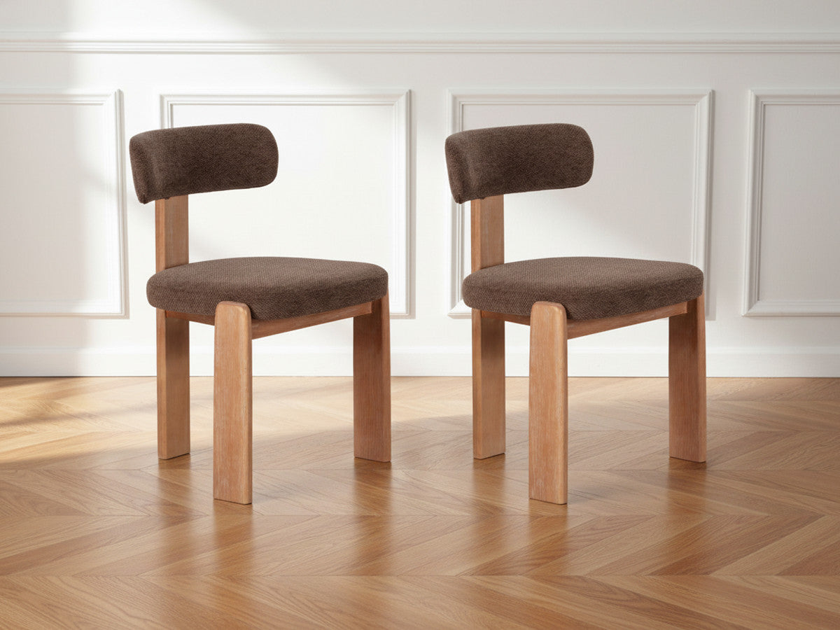 Set van 2 TANYA stoelen in massief eikenhout en structuurstof