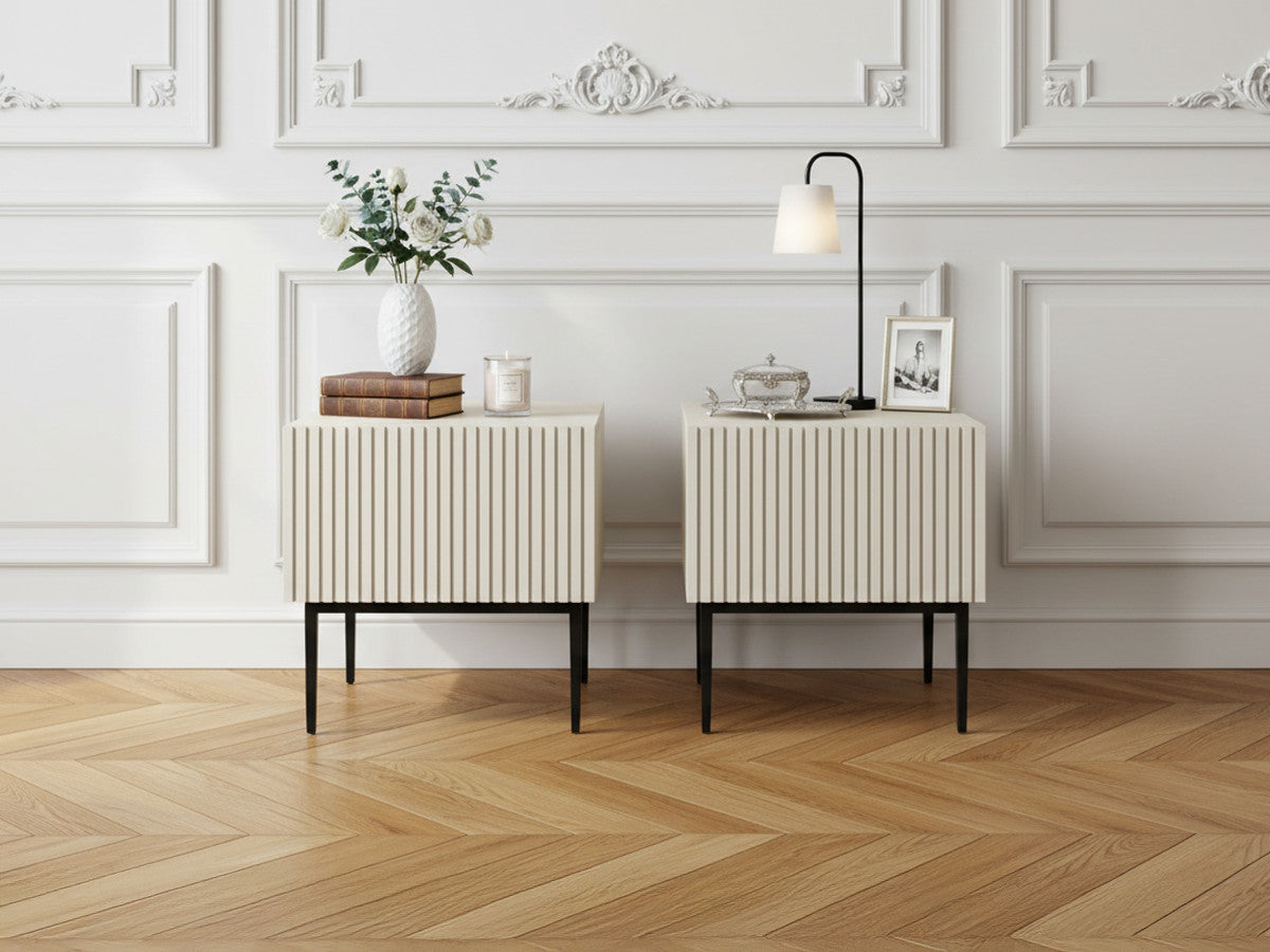 Set van 2 KASHA nachtkastjes met zwarte poten