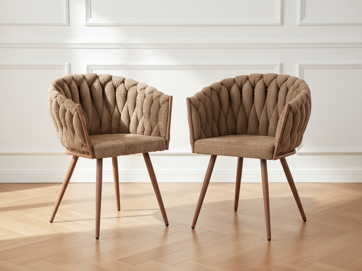 Lot de 2 fauteuils de table CHARLOTTE Tissu texturé