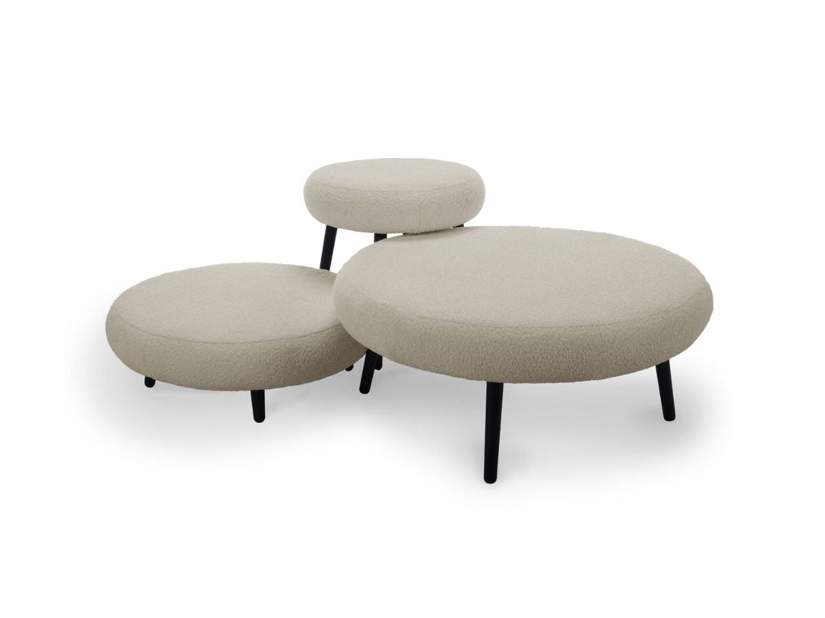 Lot de 3 poufs EDEN tissu bouclette