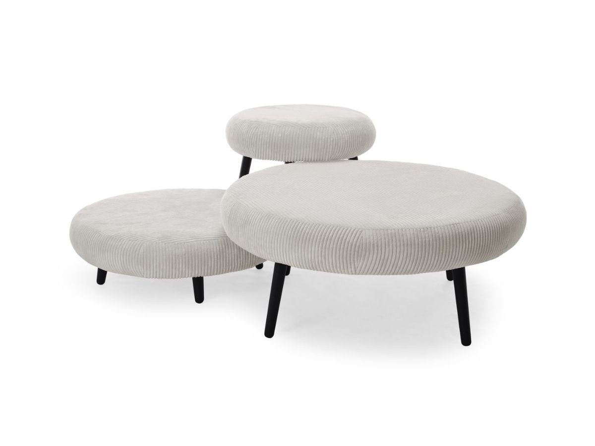 Lot de 3 poufs EDEN tissu velours côtelé