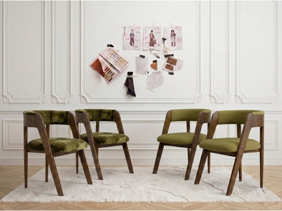 Set van 4 stoelen BASTIDE gladde stof en zijdefluweel