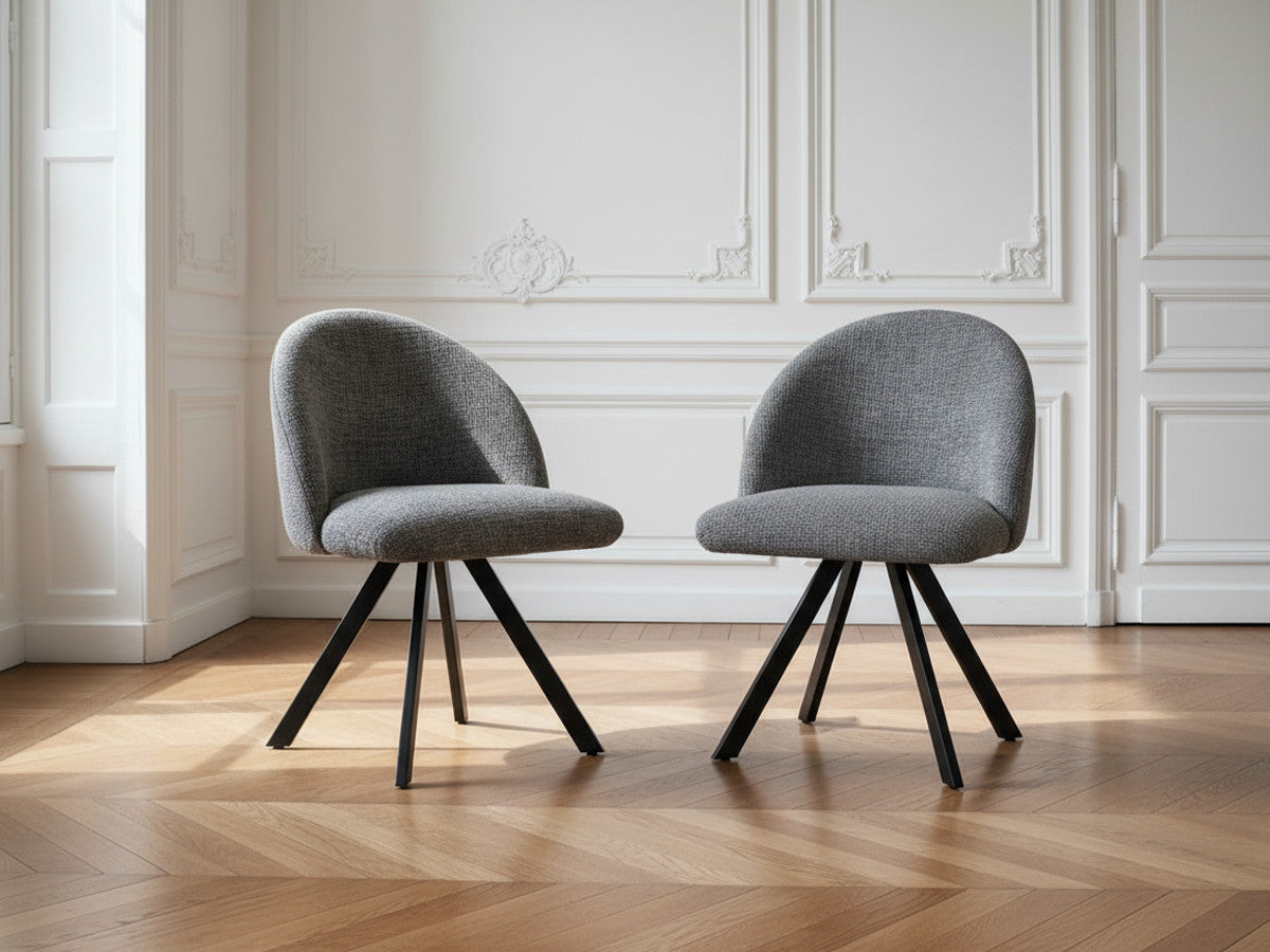 Lot de chaises LALIE tissu texturé et pieds étoile