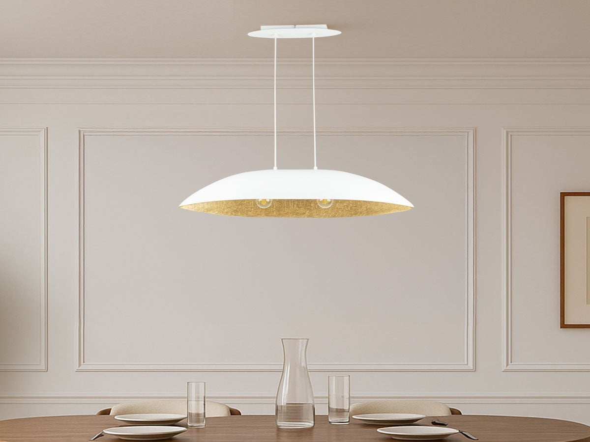 Lustre OREA bicolore blanc en acier