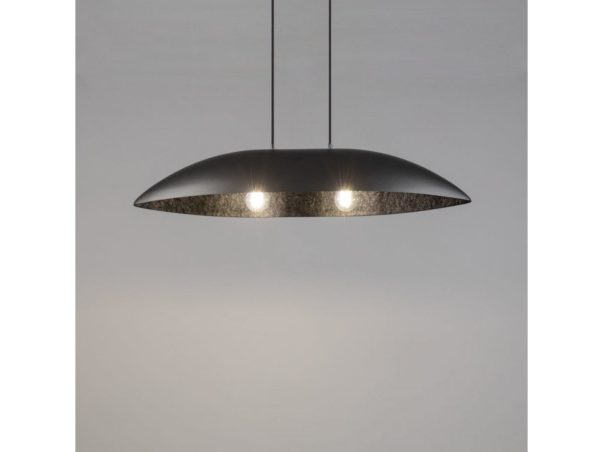 Lustre OREA bicolore gris en acier