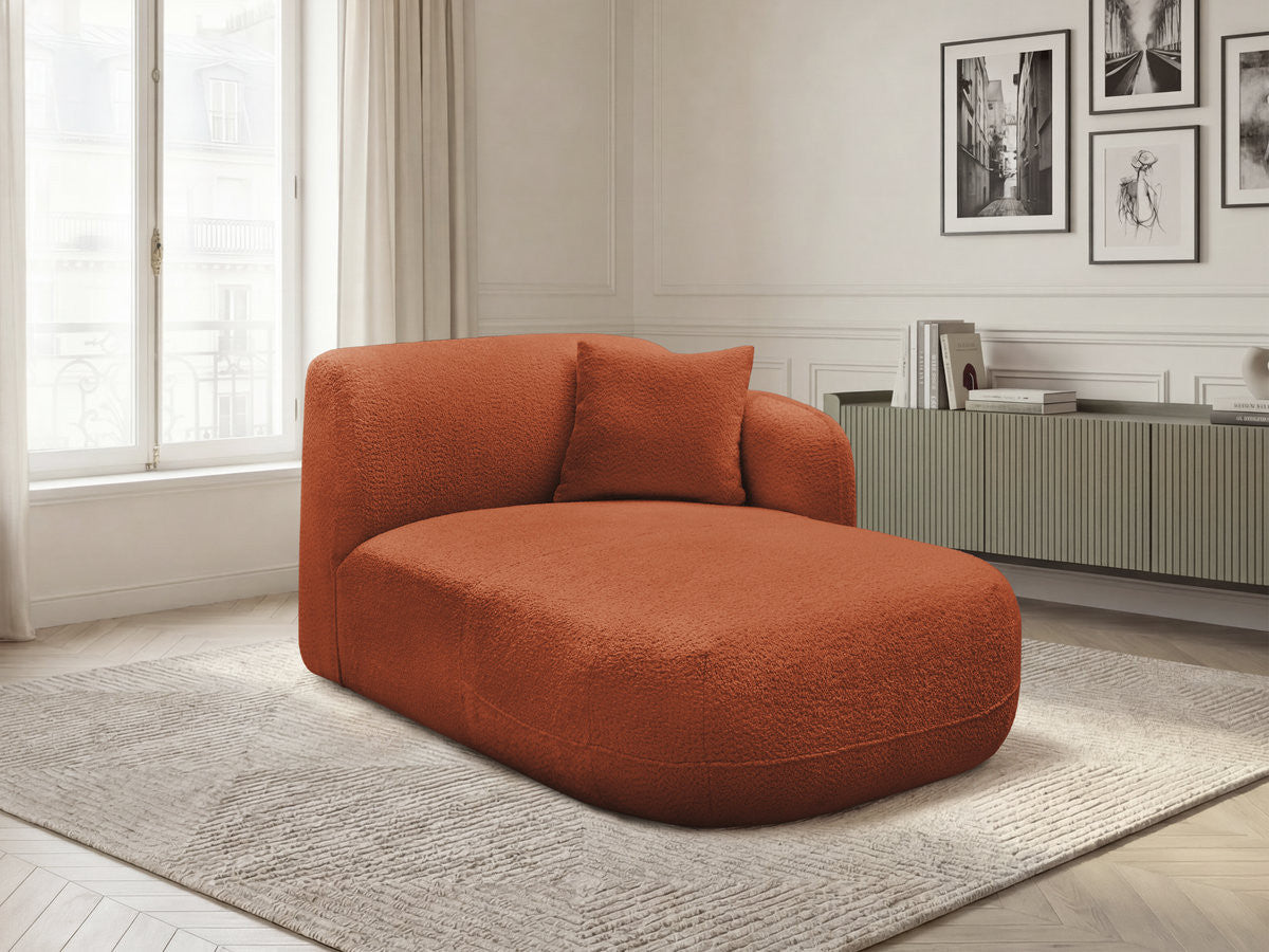 Chaise longue met armleuning voor de ANDA modulaire bank, chenillestof