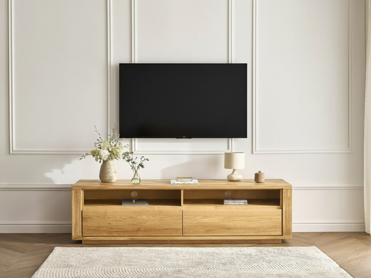 PAUL 2-laden tv-meubel 200 cm massief eiken