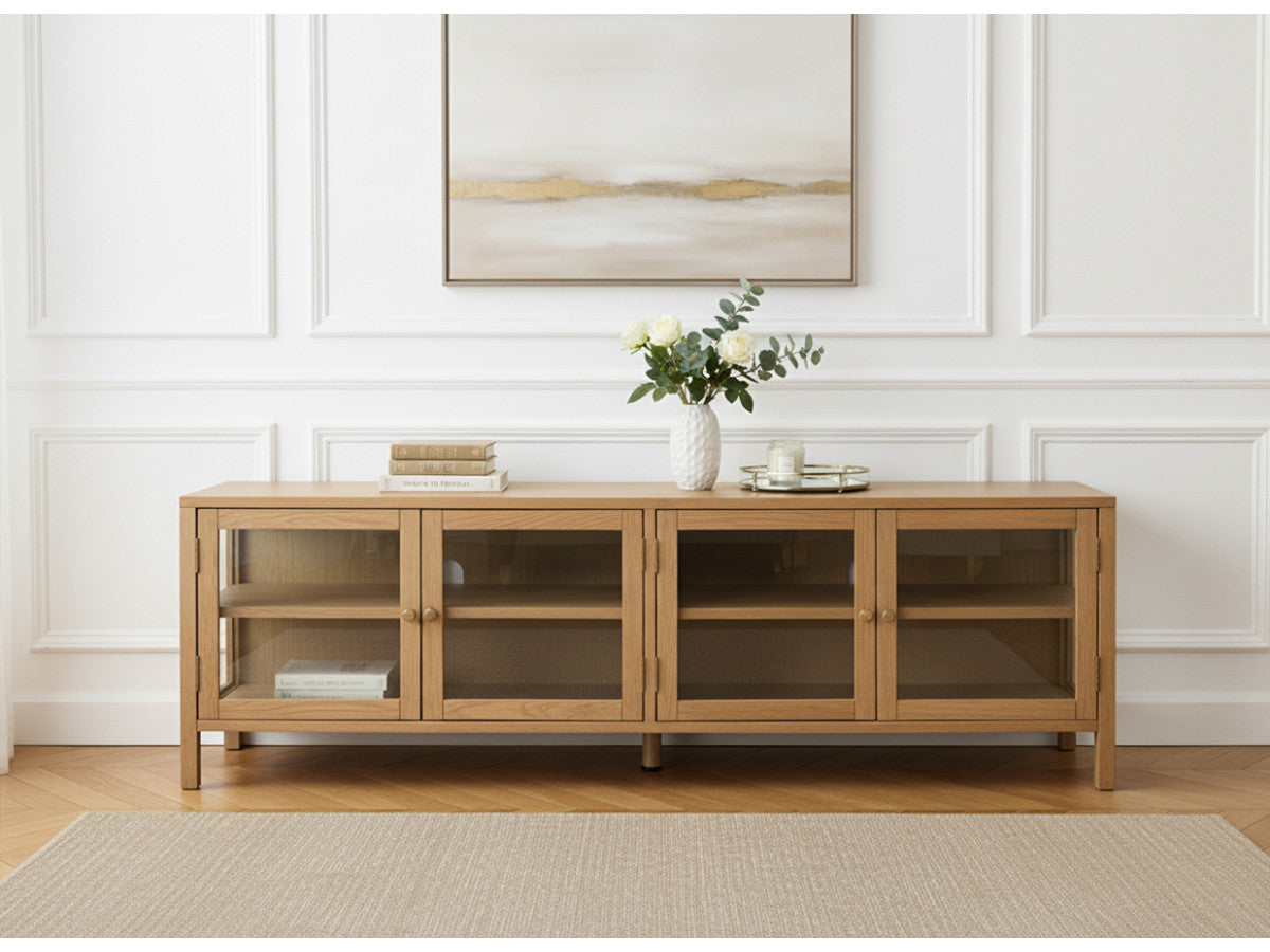 CARMEN 4-deurs tv-meubel 160 cm massief eiken fineer