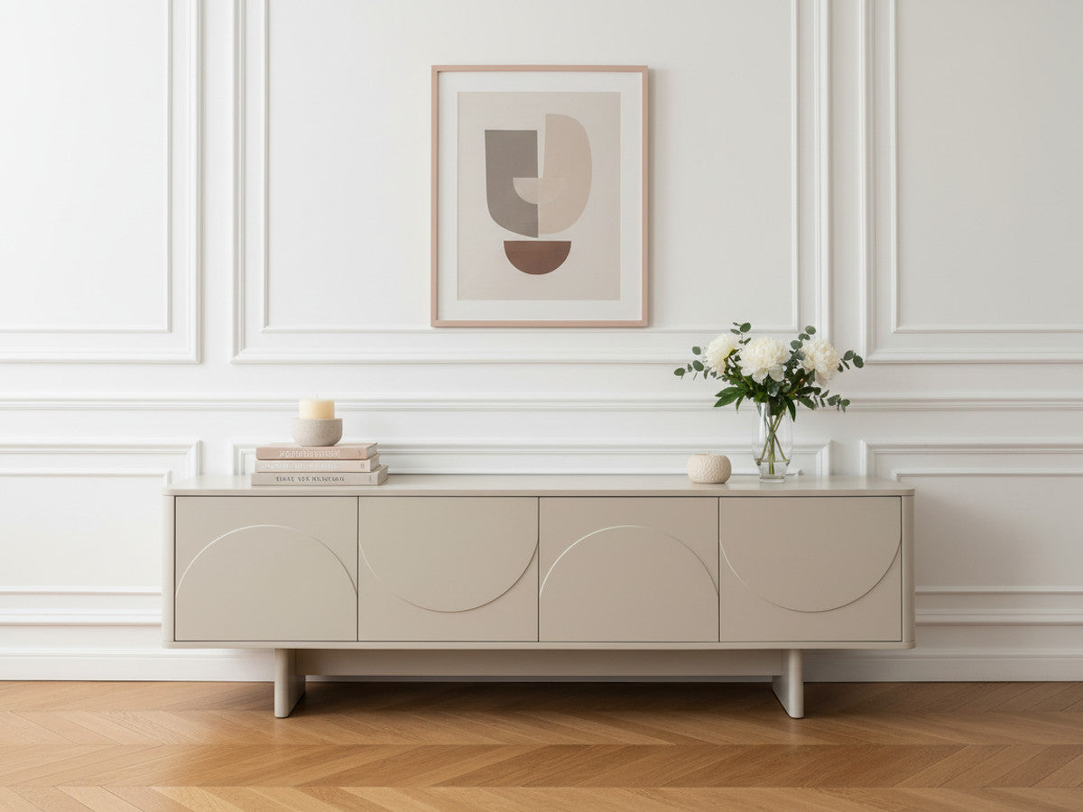 Meuble TV 4 portes 180 cm ESTEBAN formes géométriques