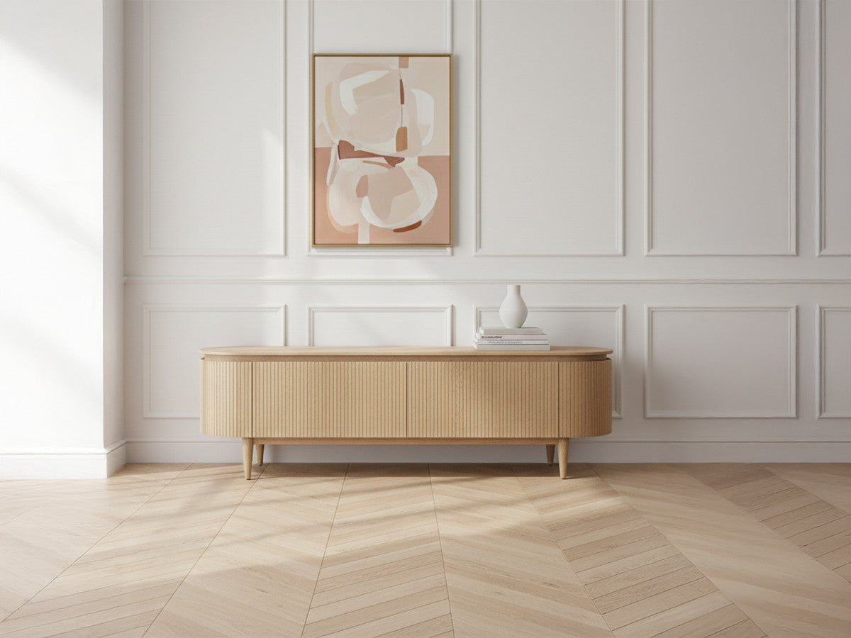 Meuble TV 4 portes 180 cm SORMIOU placage chêne massif