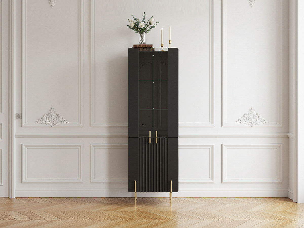 MATHILDE 2-deurs vitrinekast, H.190 cm, gouden poten