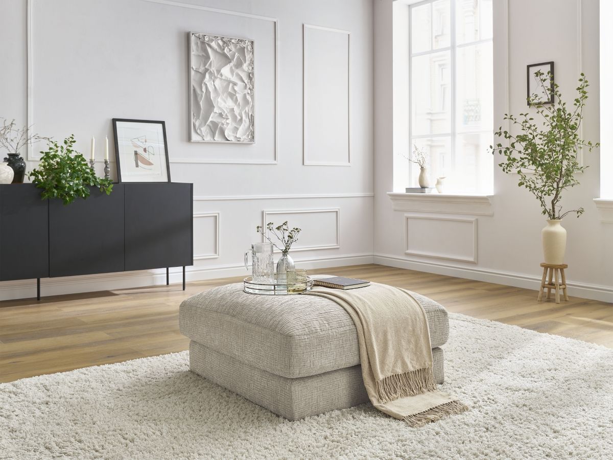 LEONARD poef van getextureerde stof