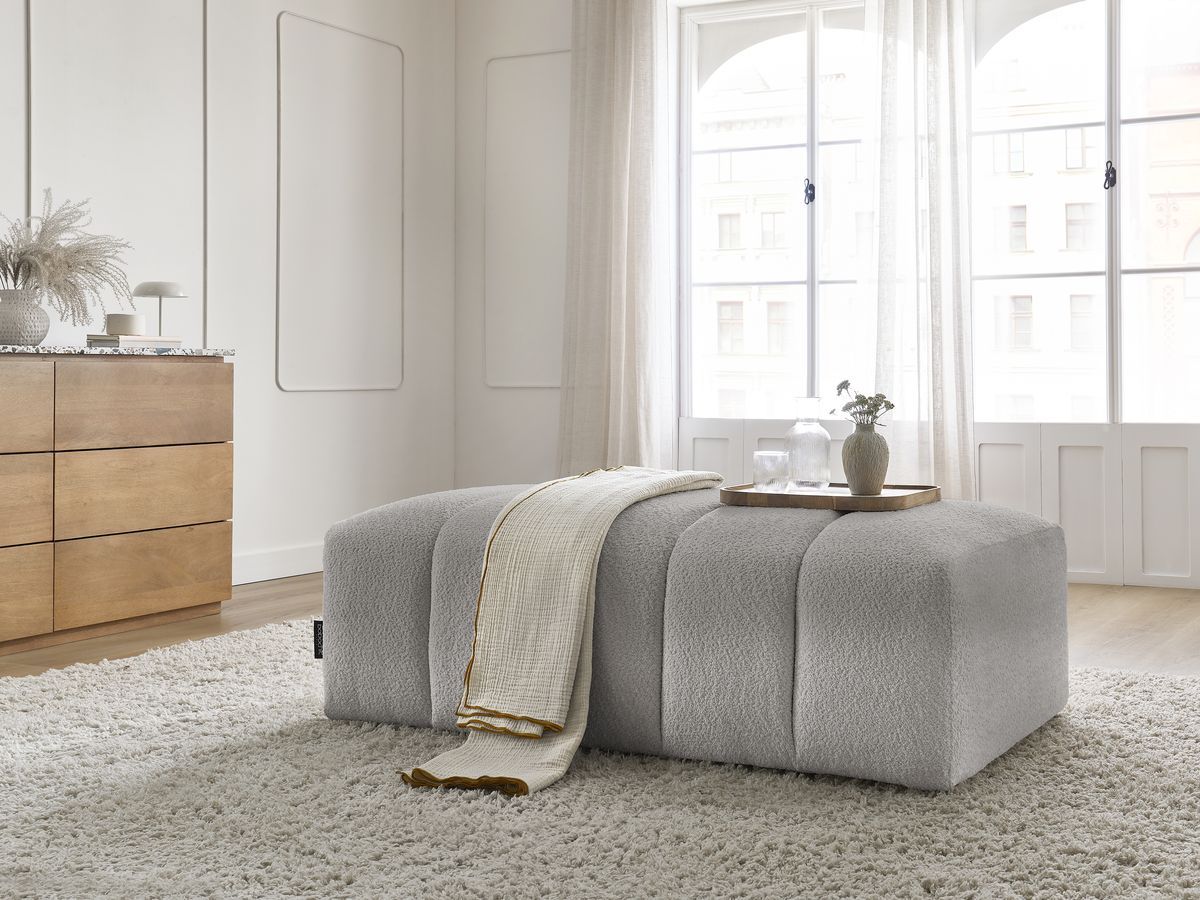 Pouf pour canapé modulable ANNECY tissu bouclette