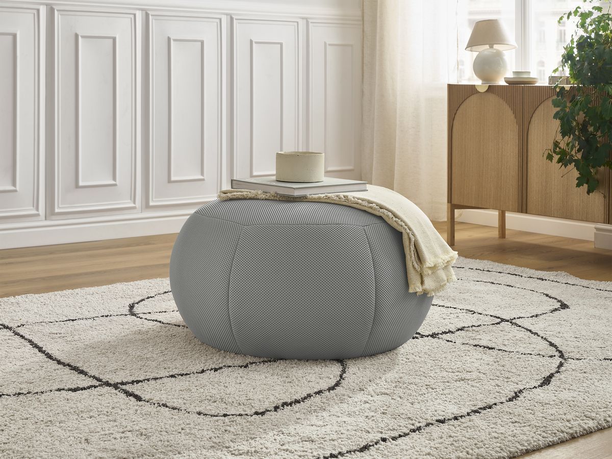 Pouf rond sans plateau HAYDEN tissu mesh