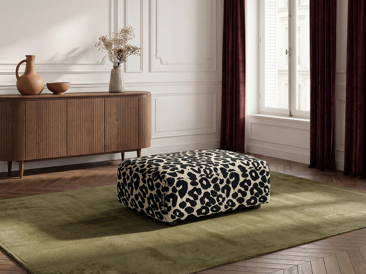 Pouf SIDONIE met luipaardmotief
