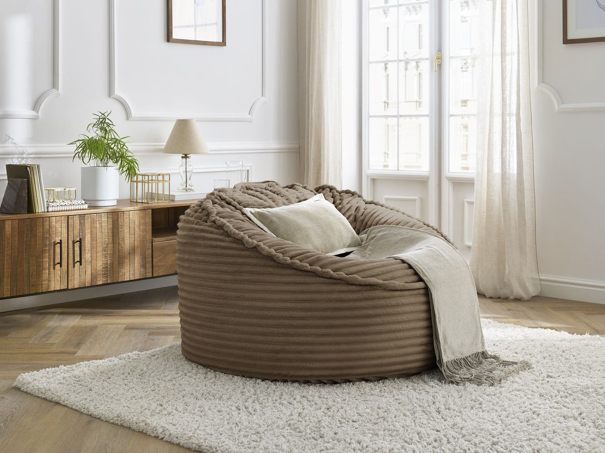 Pouf ultra moelleux SOCRATE gros côtelé doux