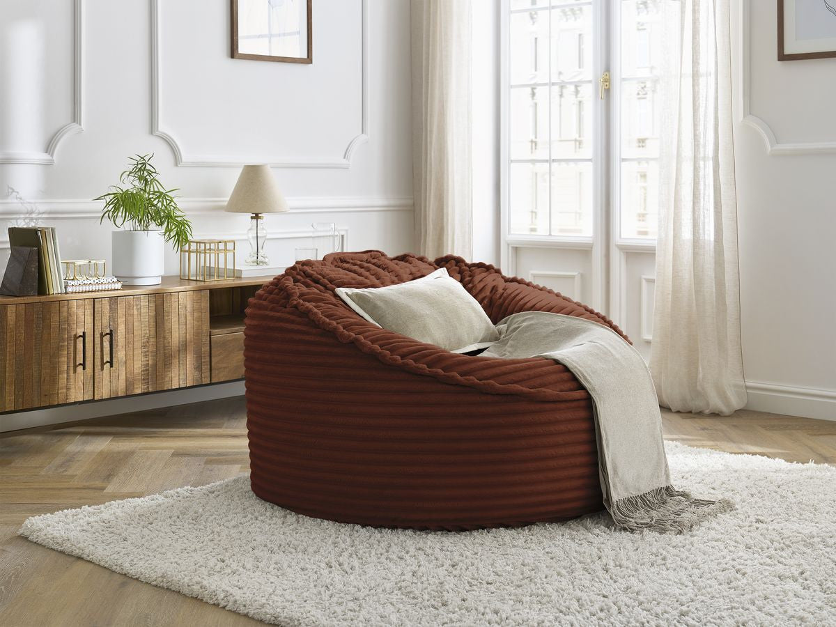 Pouf ultra moelleux SOCRATE gros côtelé doux