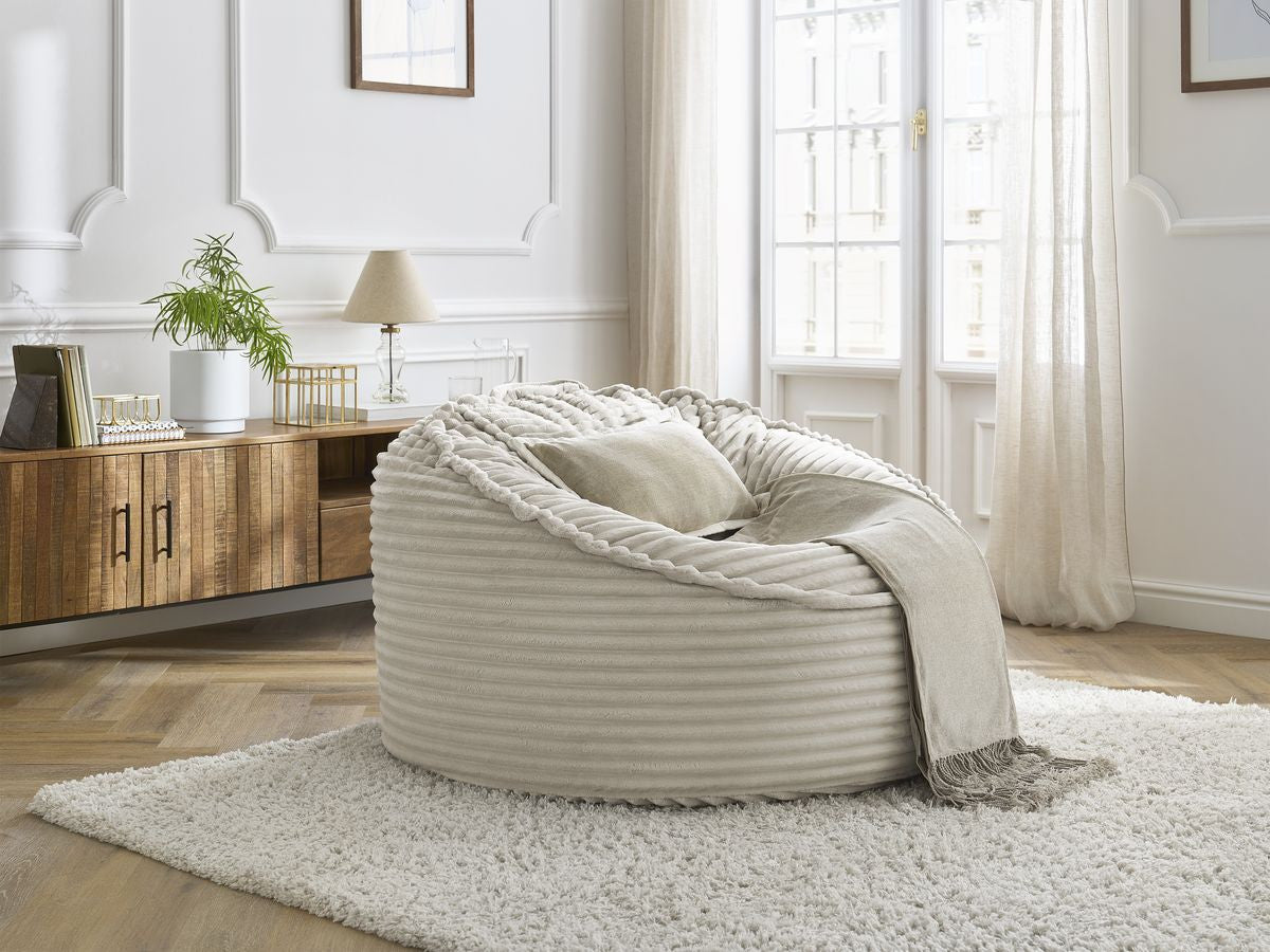 Ultrazachte poef SOCRATES groot zacht geribbeld