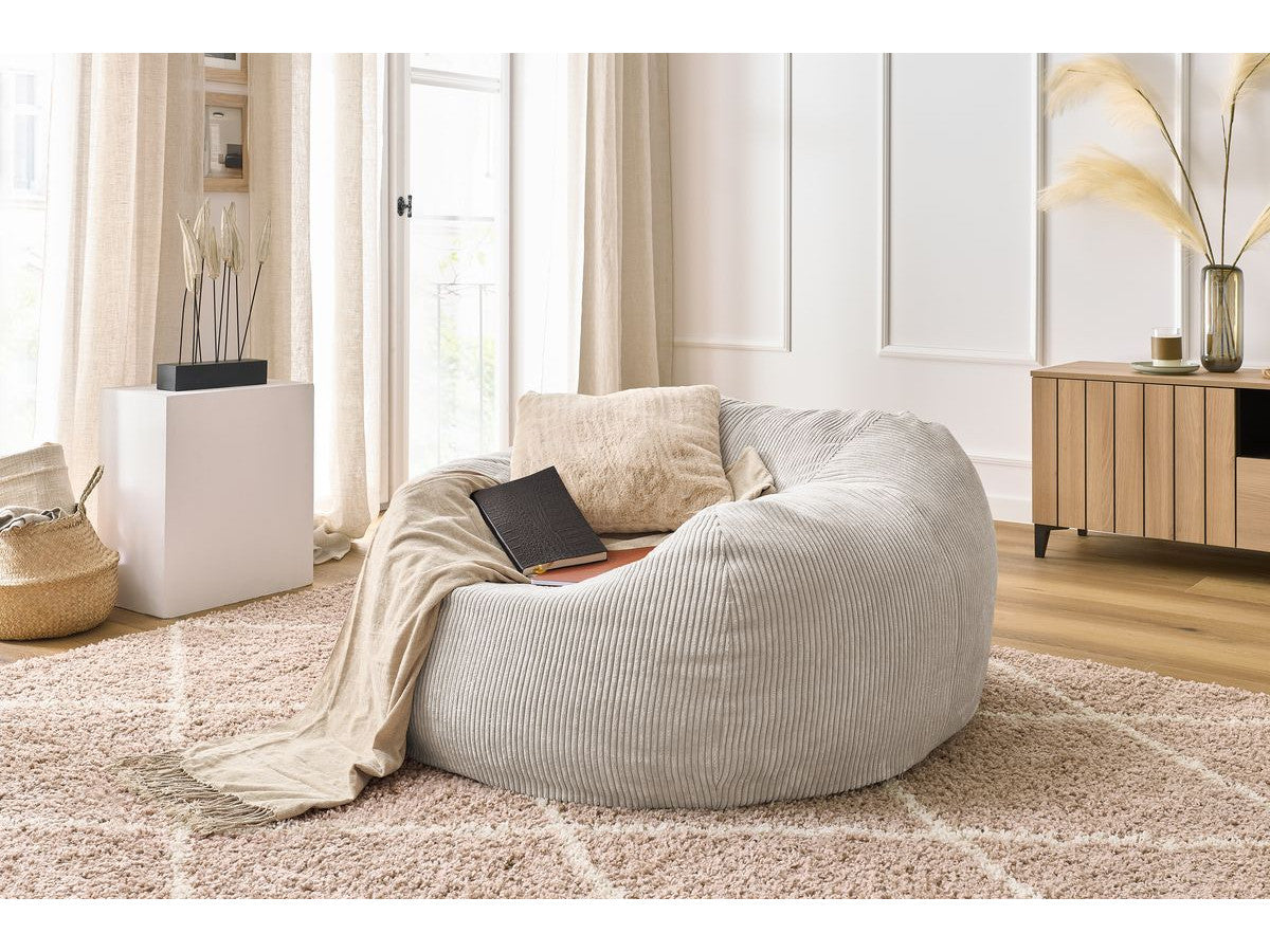 Pouf ultra moelleux VOLTAIRE velours côtelé