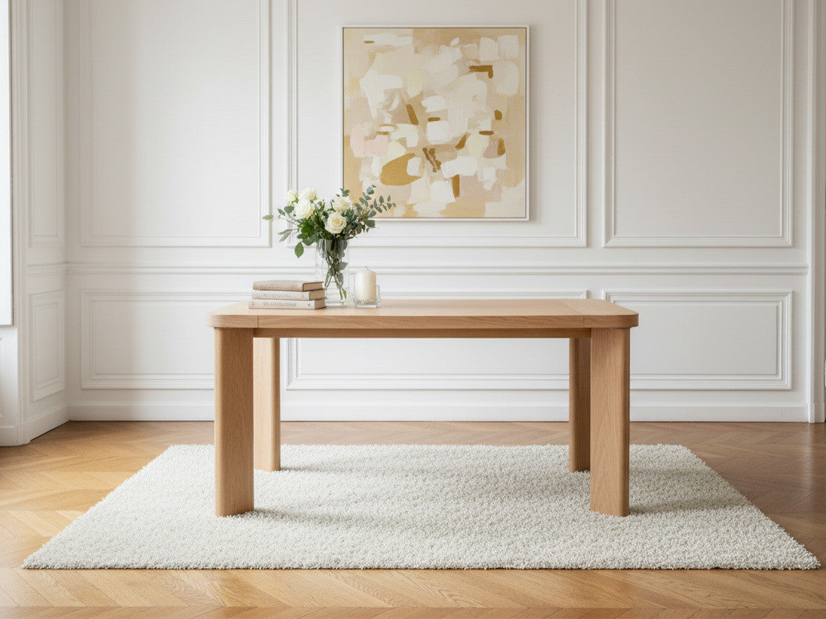 Uitschuifbare eettafel 150 tot 210 cm LUMINY massief eiken fineer