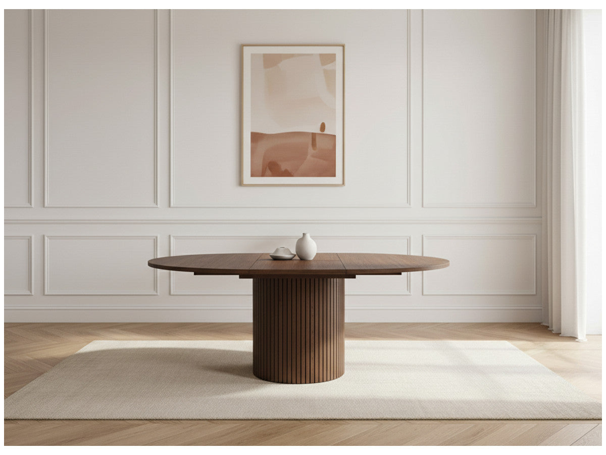 Table à manger extensible D.130 à D.180 cm SORMIOU placage chêne massif