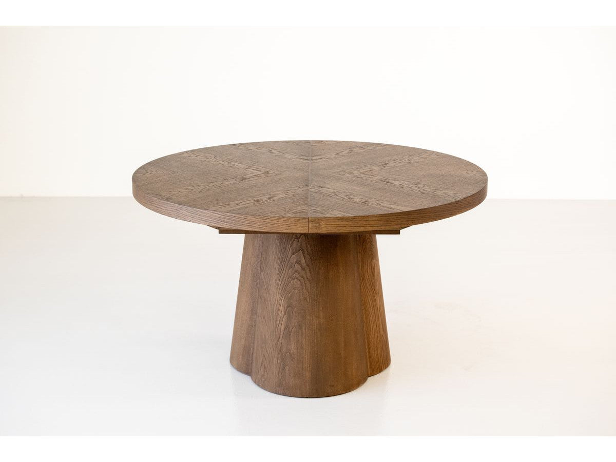 Table à manger ronde extensible 130 à 180 cm SUGITON placage chêne massif