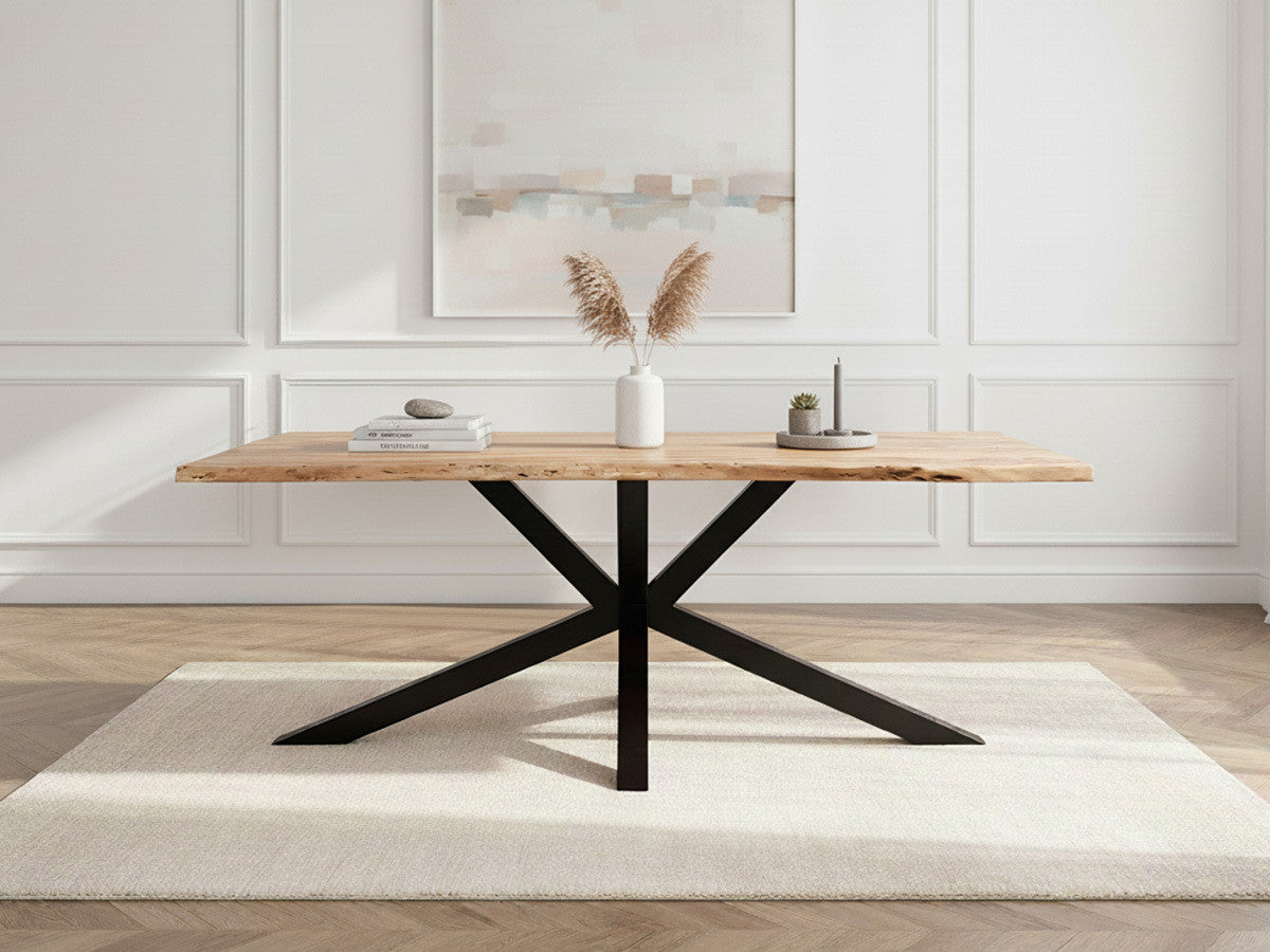 Table à manger TWIST Bois d'acacia massif et pieds en métal noir