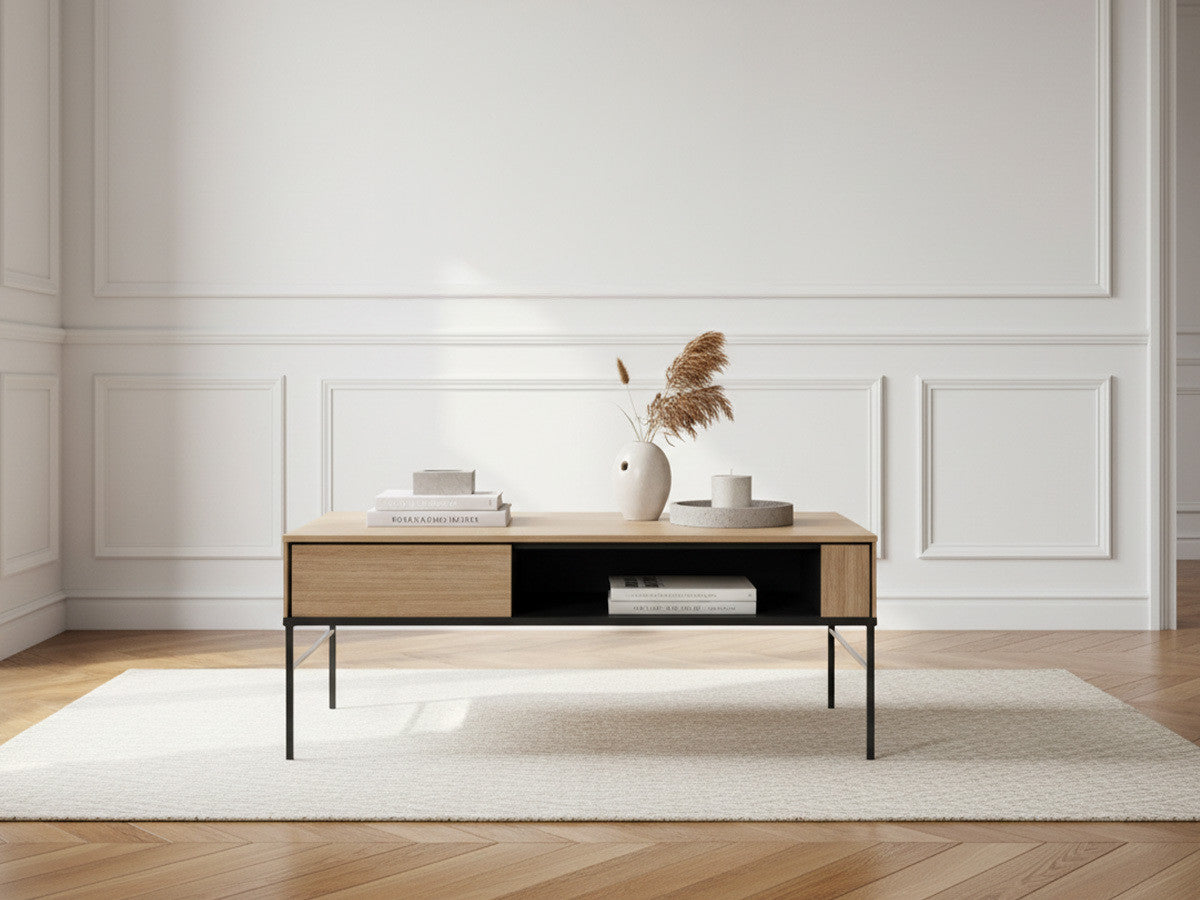 VERONA 110 cm eikenhouten salontafel met nis