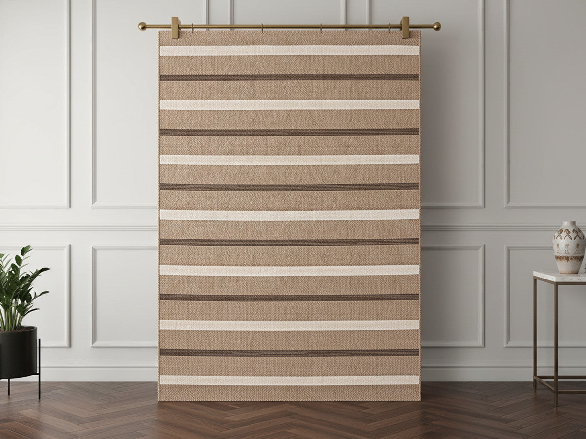 Tapis poils courts  HILDA aspect jute motif rayé