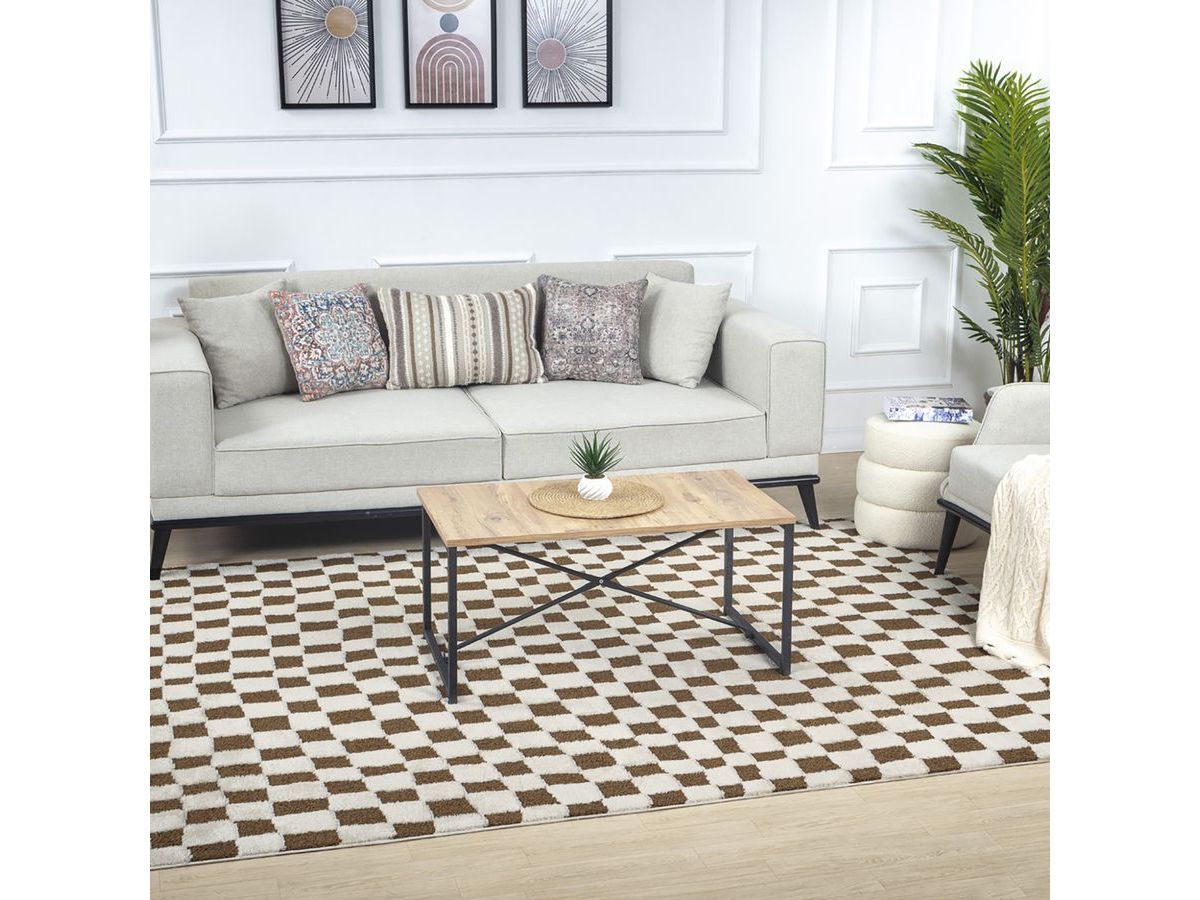 Tapis poils courts SULLY motifs damier