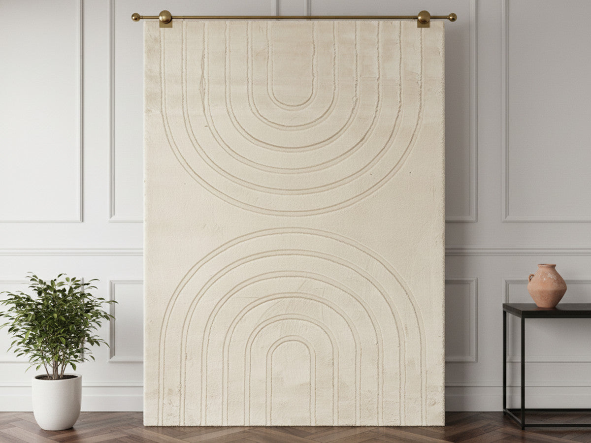 Tapis poils longs lavable ALADINE motif abstrait