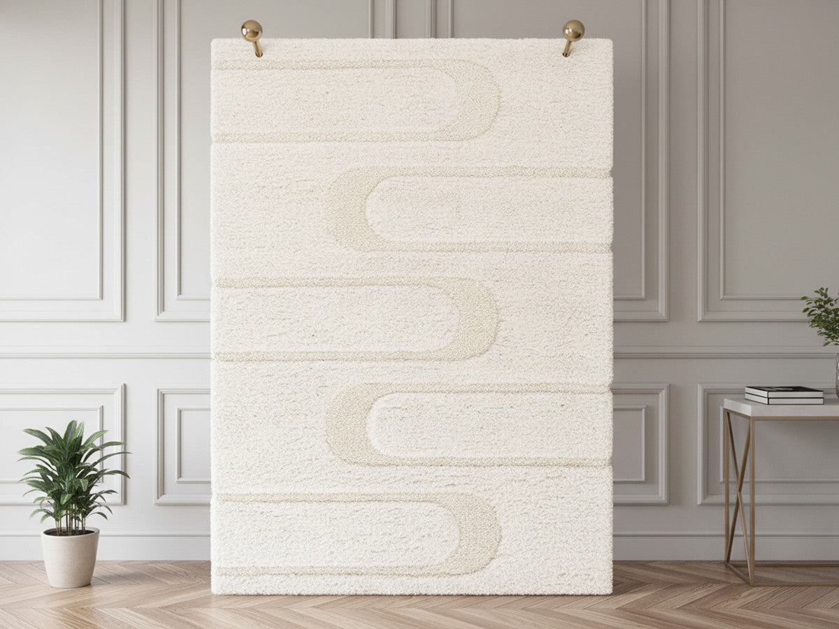 Tapis poils longs CALEB motif graphique