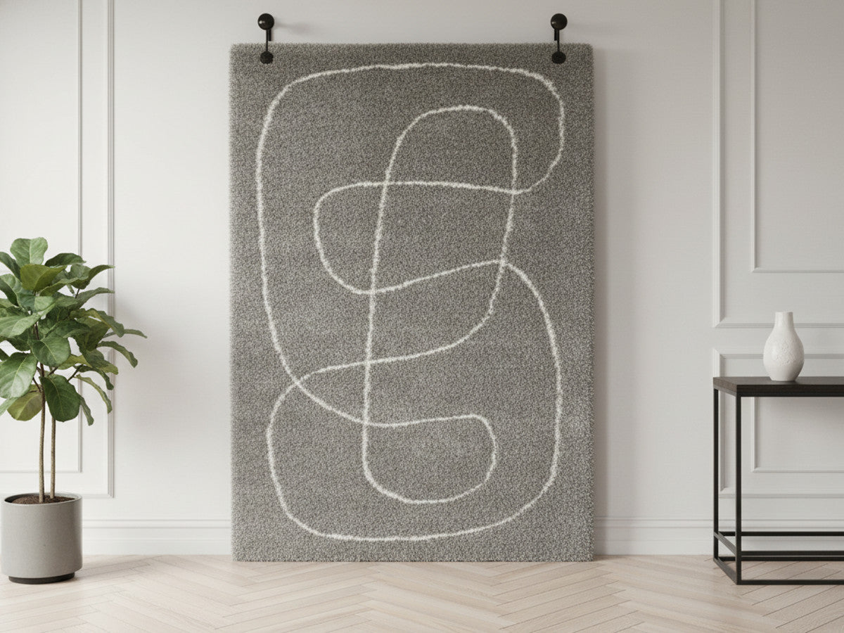 Tapis poils longs LAURE motif abstrait