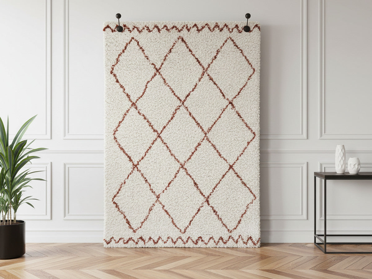 SIMON hoogpolig tapijt met grafische patronen