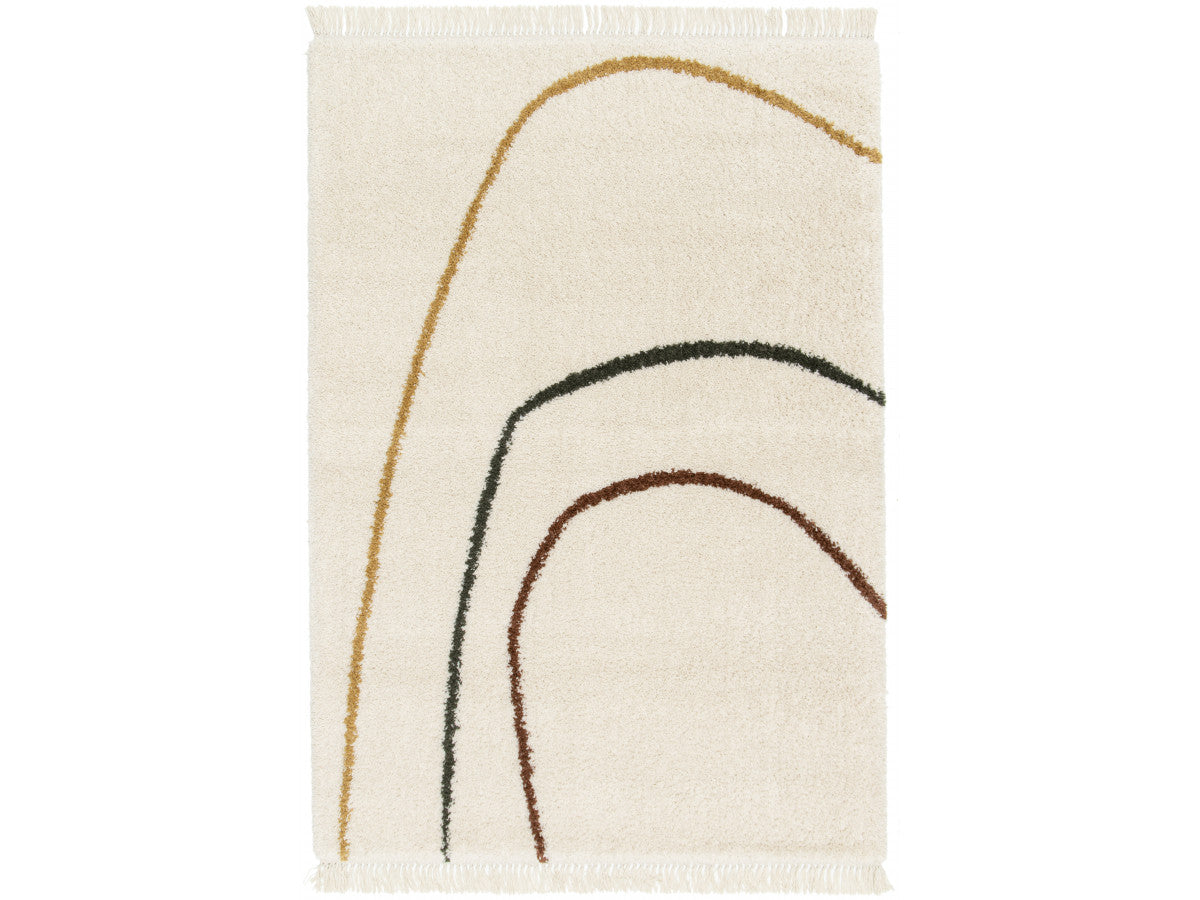 SIMY hoogpolig vloerkleed met abstract motief