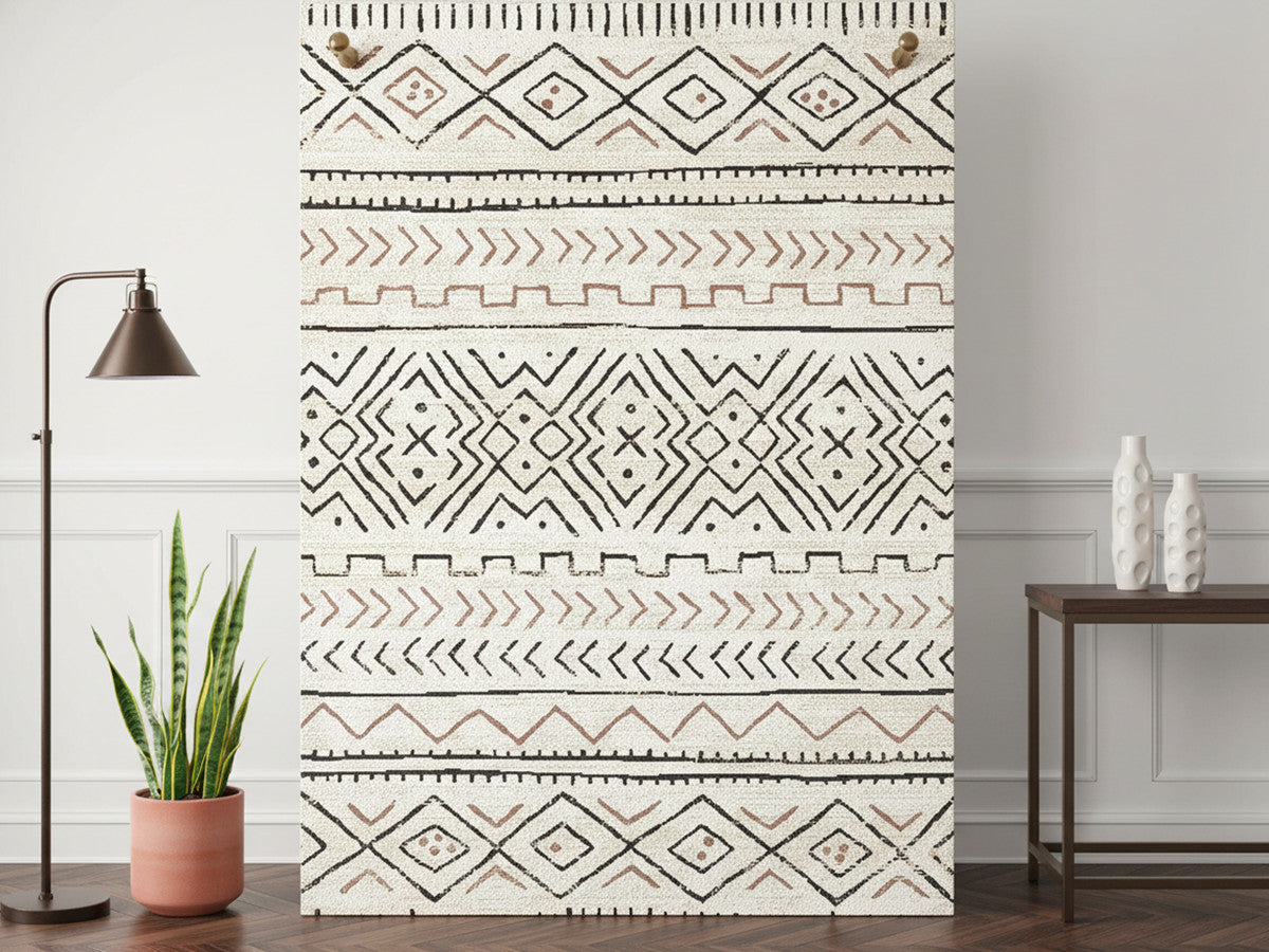 Tapis poils ras BRENDA motif abstrait