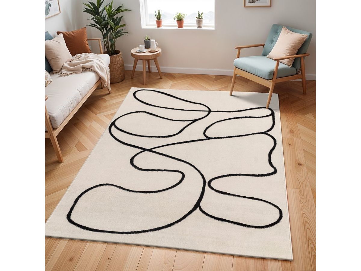 Tapis poils ras EDITH motif abstrait