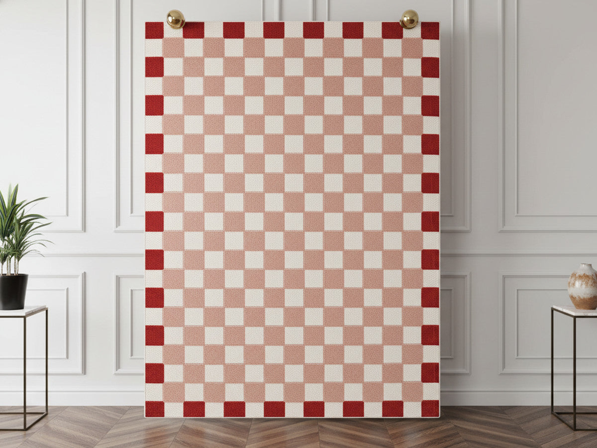 Tapis poils ras MYRLIE motif damier