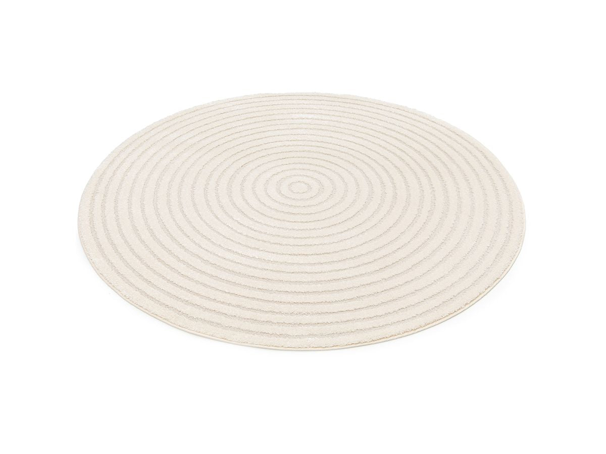 Tapis rond poils ras ONDELIA motif géométrique