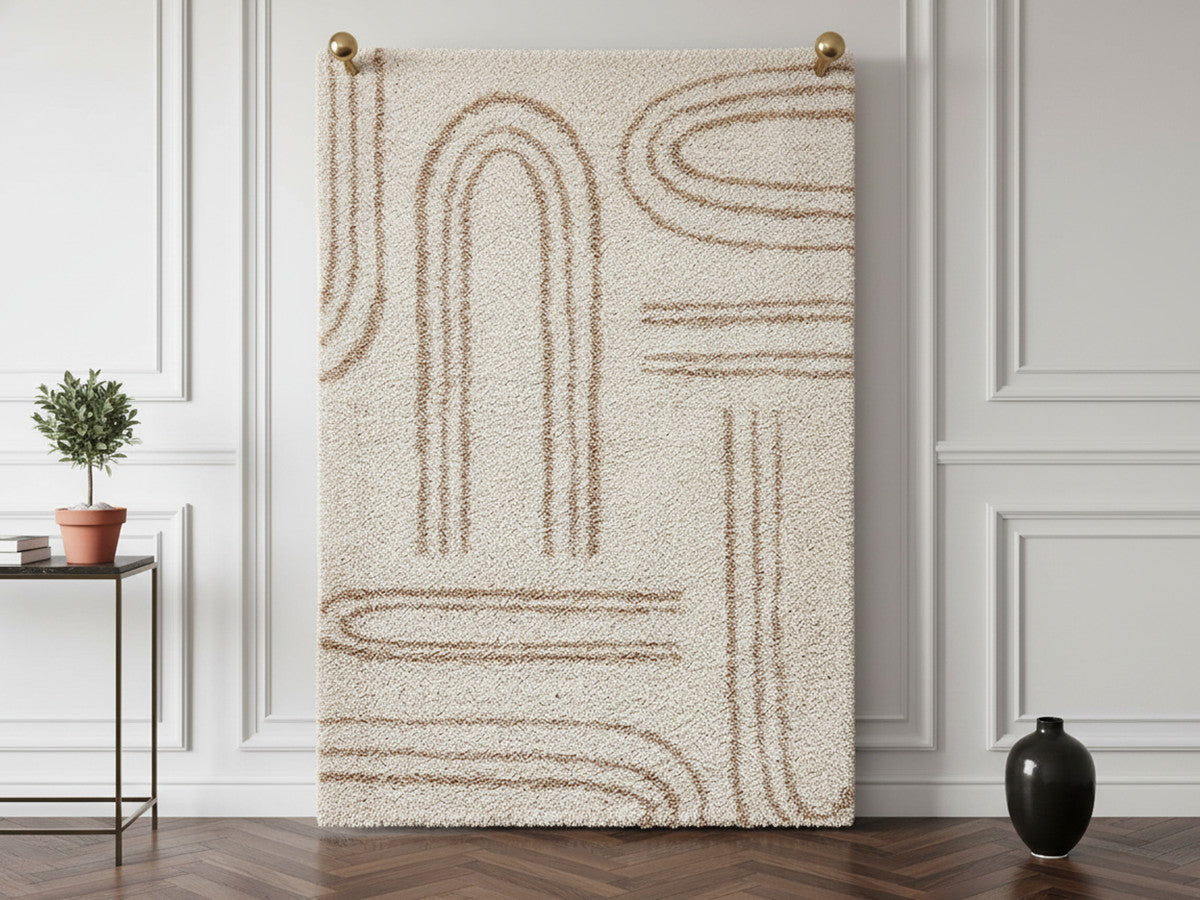 Tapis shaggy YONA motif abstrait